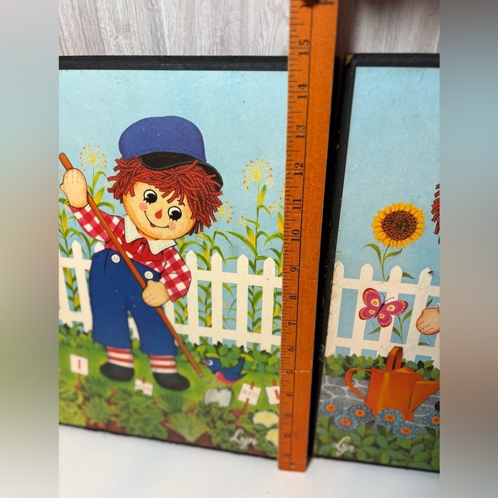 Vintage Wooden Colorful Raggedy Ann And Andy Doll Garden Art Prints - Picture 5 of 7